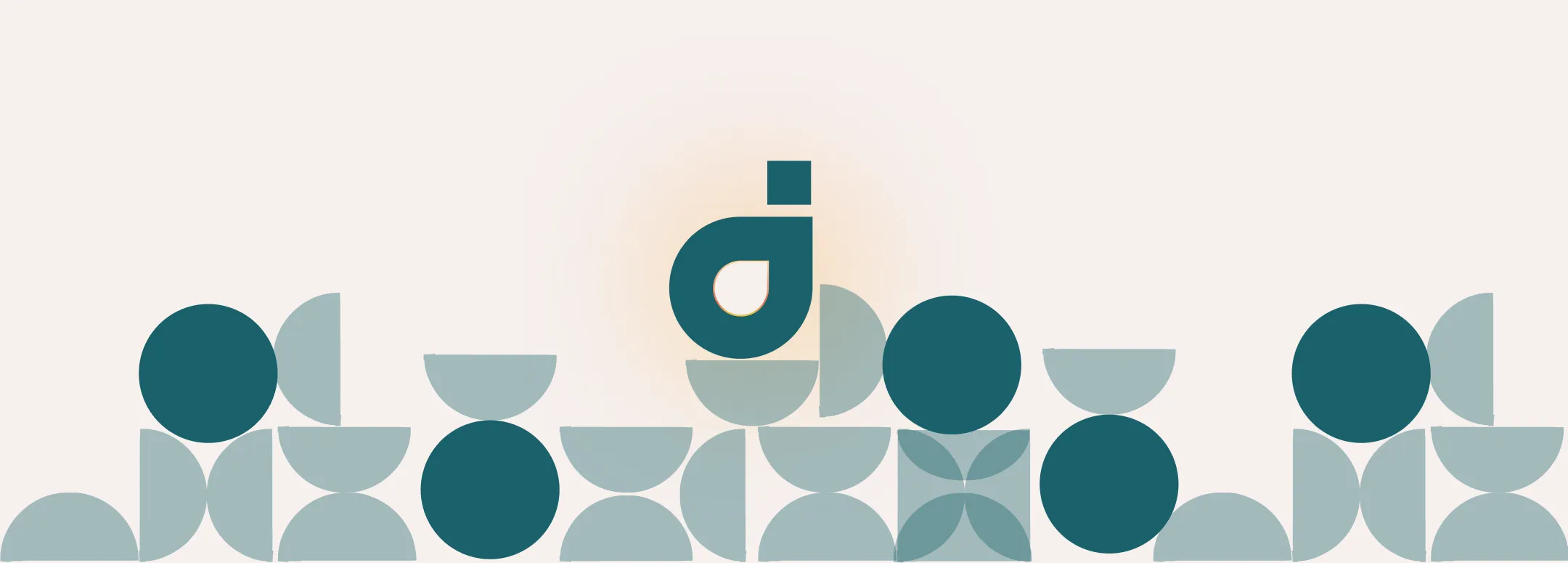 The DVERSI logo mark rising above a pattern of teal circles